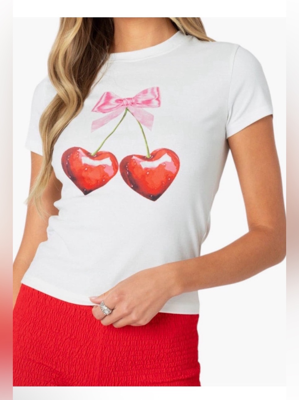 Edikted Cherry Heart T-Shirt